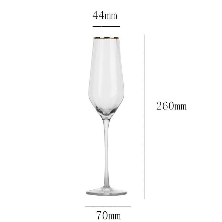 clear 250ml champagne glass with gold rim-hlc3513-1