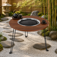 Barbecue de jardin multifonctionnel robuste à bois avec foyer et table, chauffage extérieur pour jardin, patio, camping, pique-nique