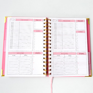 Carnet de planification hebdomadaire 2026 rose personnalisé avec estampage doré pour filles, reliure spirale, couverture rigide, impression usine - Product Image 5