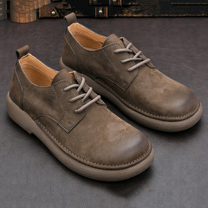 Nuevos Zapatos de Cuero Casuales Retro para Hombre, Estilo Caballero Versátil, Suela Blanda, Zapatos con Cordones de Punta Ancha - Product Image 4