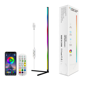 New Nordic Modern <b>Remote</b> <b>Controlled</b> Dimmable Black LED Light RGB Corner Floor <b>Lamp</b> for Living Room - Product Image 1