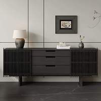 Buffet de salle à manger d'hôtel moderne, armoire de rangement en MDF/rotin, 2 portes coulissantes, 3 tiroirs, armoire de rangement écologique