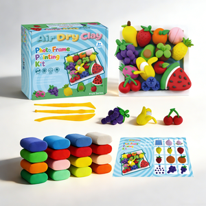 Air Dry Clay DIY Photo Frame Craft Kit, Fruit Theme, Non Toxic No Bake Kid Safe Customizable, Educational Toy Gift