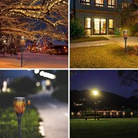 Lampu Obor LED Solar Flame Amber IP67 Gaya Eropa untuk Penerangan Lanskap Luar Ruangan, Taman, Teras, Jalan Setapak & Halaman untuk Suasana Malam