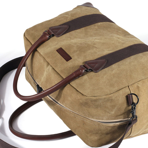 Custom Lightweight Vintage Canvas Men's Weekender <b>Duffel</b> <b>Bag</b> <b>Large</b> Capacity Folding Private Label Unisex Business Travel Zipper - Product Image 5