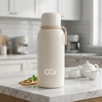 Biberon chauffant électrique portable 316 pour aliments pour bébés, avec batterie externe intégrée, en acier inoxydable isolé, anti-brûlure