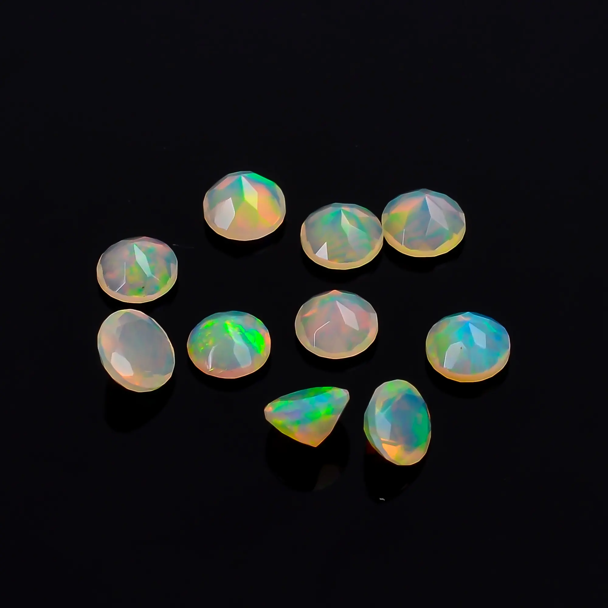 Doğal etiyopya Opal en kaliteli toptan değerli taş parlak kesim kristal temizle takı yapımı için Opal yuvarlak kesim gevşek taş