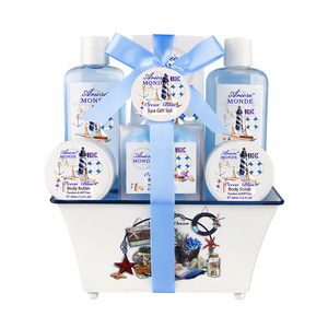 Nautical Artist Series Home Spa <span class=keywords><strong>Cadeau</strong></span> <span class=keywords><strong>Panier</strong></span> Ocean Scent Luxury Bath Shower Body Set <span class=keywords><strong>pour</strong></span> femmes et hommes <span class=keywords><strong>Panier</strong></span> tissé à la main - Product Image 1