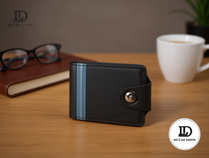 Portafoglio da uomo con chiusura a bottone singolo in vera pelle, stile minimalista, chiusura a scatto - Product Image 2