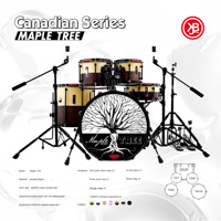 Batterie Beatello Maple Tree 522, qualité professionnelle, 5 pièces, instrument de musique pour adultes, kit de batterie jazz, comprend une cymbale
