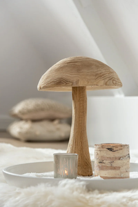 Décoration en bois en forme de champignon, champignons en bois sculptés, bois naturel, décoration en forme de champignon Danda, esthétique de forêt charmante - Product Image 5