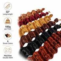 Cheveux en vrac Deep Wave de 32 pouces, 100g, lisses et soyeux, pour tresses au crochet, couleur personnalisée, pour toutes les occasions