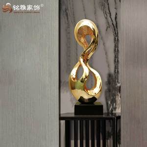 Décoration d'intérieur nautique antique, sculptures en résine personnalisées, arts abstraits, électroplatées or rose et argent - Product Image 5