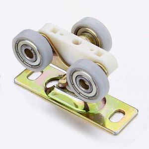 WEKIS Kit de quincaillerie moderne pour porte coulissante de grange, avec roulettes à billes antiques noires, capacité 200 lb, en plastique - Product Image 1