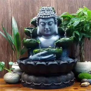 Fontana da tavolo per interni da 12.2 "cascata rilassante squisita seduta Buddha Meditation Deskr fontana decorativa Zen Fountain