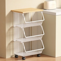 Étagère de rangement de cuisine à trois niveaux, style minimaliste, chariot pour fruits, légumes, collations et jouets, pour tiroir de bureau