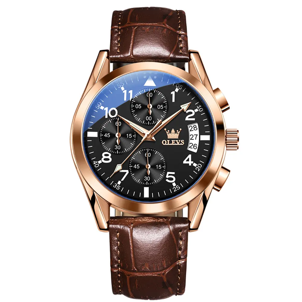 OLEVS 2878 High Quality Original Men's Watches Waterproof Luminous Quartz Wrist watch Leather Date Sports Top Brand Male Watch