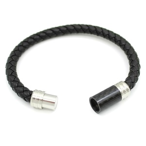 Men's Woven Leather Rope <b>Bracelet</b> With Carbon Fiber Magnetic Buckle Stainless Steel Closure Fashion <b>String</b> <b>Bracelet</b> - Product Image 5