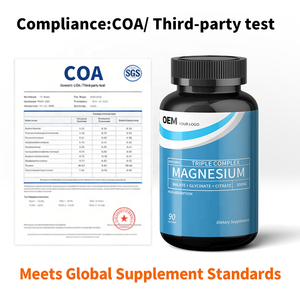 แคปซูลทริปเปิลแมกนีเซียมคอมเพล็กซ์ รับผลิตแบบ OEM ฉลากส่วนตัว ขนาดมาตรฐาน รองรับบาร์โค้ด จัดส่งเสถียร พร้อมใบรับรองคุณภาพ (COA) และการทดสอบโดยบุคคลที่สาม - Product Image 3