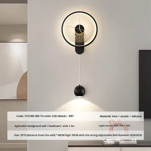 Applique <span class=keywords><strong>murale</strong></span> décorative de style technique de luxe pour chambre à coucher salon applique <span class=keywords><strong>murale</strong></span> à fond LED créative fer rechargeable sans câblage - Product Image 4
