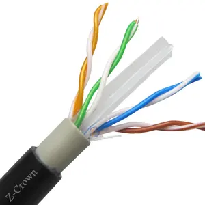 Kabel Ethernet UTP Cat6 Cat5, Kabel Jaringan Luar Ruangan 24awg Cat5e Data Kustom