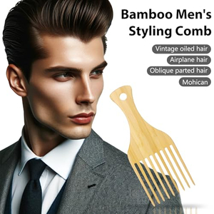 Peigne Afro en Bois de Bambou 100% Naturel avec Logo Personnalisé, Usage Professionnel en Salon, Dents Larges, Tendance pour Cheveux et Barbe - Product Image 2