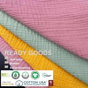 Fertigwaren Baumwolle Doppels chicht Gaze 40*40 Gutes Hand gefühl Crinkle <span class=keywords><strong>Crepe</strong></span> Musselin Gewebter Krepps toff für Baby kleidung - Product Image 4