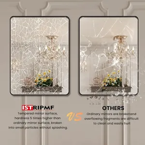 Fabricants d'hôtels Projets Miroir décoratif pour le salon Miroir de salle de bain mural à cadre en métal noir - Product Image 6