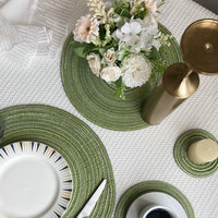 Sous-verre en coton tissé anti-brûlure de style moderne, dessous de plat en ramie isolant thermique, décoratif pour mariage, vente en gros