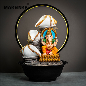 Ấn Độ Tôn Giáo bức tượng 3D chữ thập Hindu vị thần nghệ thuật vẽ tay nhựa Ganesha đài phun nước chảy dẫn ánh sáng đồ trang trí cho - Product Image 5