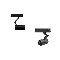 Lampu magnetik trek Led 220V, lampu sorot dalam ruangan, lampu magnetik Led hitam/putih bulat dapat disesuaikan