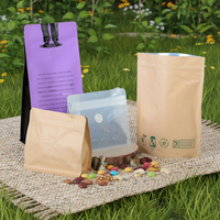 Sacs d'emballage personnalisés en papier kraft blanc avec fermeture éclair, sacs refermables pour aliments, café, thé, sacs biodégradables