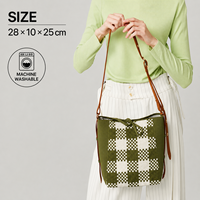 Sac à bandoulière tricoté personnalisé pour femme, sac seau à carreaux verts, mode, sangle réglable, logo personnalisé, OEM