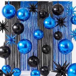 <span class=keywords><strong>Globos</strong></span> 4D Azules y Negros <span class=keywords><strong>de</strong></span> 22 Pulgadas con Flecos Metálicos <span class=keywords><strong>de</strong></span> Lentejuelas <span class=keywords><strong>para</strong></span> Decoración <span class=keywords><strong>de</strong></span> Fondo en <span class=keywords><strong>Cumpleaños</strong></span>, Aniversarios y Bodas <span class=keywords><strong>para</strong></span> Hombres - Product Image 1
