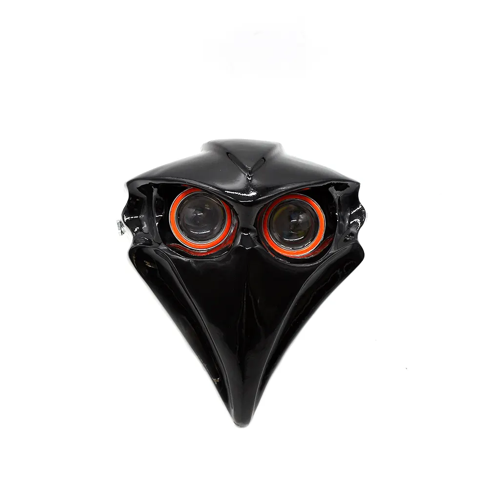 Faro anteriore in plastica ABS di alta qualità all'ingrosso LED Eagle Eye Custom Streetfighter moto Vision Skull Front Headlight