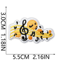 Nouveaux patchs thermocollants brodés en forme de cœur avec notes de musique pour casques audio, logos, embellissement de sacs d'école et accessoires