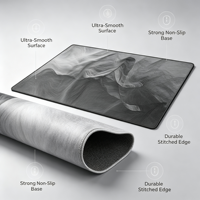 Tapis de souris de jeu personnalisé gris grand format 800x300mm, tapis de bureau imperméable antidérapant en caoutchouc avec bords cousus, tapis pour clavier et souris
