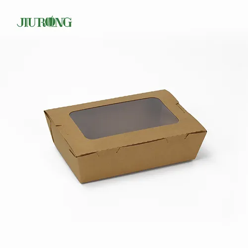 Salat & Obst zum Mitnehmen Brown Kraft papier Salat verpackungs box mit klarem Fenster