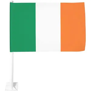 Hot Selling Premium Quality Irish Flag of Ireland Car Flag Clip onto Window 12 X 18 Inch Double Stitch For Outdoor Auto Decor