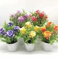 7 Köpfe künstliche Rose Blume Topf Mini gefälschte Bonsai Pflanze Home Office Dekor AU