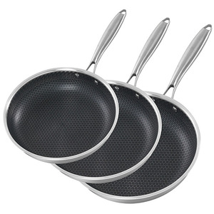 Tri-ply Stainless Steel Frying Pan Honeycomb Non-stick Skillet with Stay-cool Handle Induction Compatible Cookware - Product Image 1