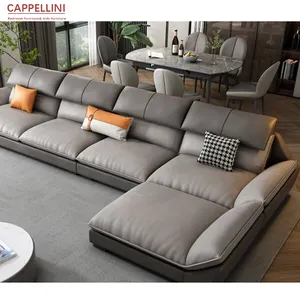 Desain Modern Italia Set Sofa kain mikrofiber Sofa Modular ruang tamu perabot rumah bagian Sofa kulit