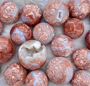 फैन्शी उच्च गुणवत्ता वाली दवा जियोड क्षेत्र प्राचीन गुलाबी एगेट बॉल माँ के दिन और ईस्टर के लिए प्रकृति क्रिस्टल शिल्प को ठीक करने के लिए - Product Image 6