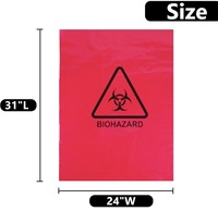 Rote Biohazard-Abfallbeutel Einweg-Medizinische HDPE-Beutel für Infektiöse Abfallentsorgung
