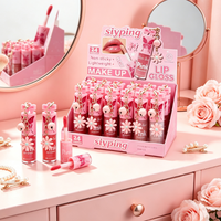 SIYPING Porte-clés Fleur Clochette Brillant à Lèvres Scintillant Hydratant Non Collant Maquillage Huile à Lèvres Brillante Portable pour la Beauté Quotidienne