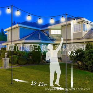 Outdoor Metal Light Poles 9.3FT Height 12-15FT Span LED <b>Bracket</b> Garden Lighting Support <b>Black</b> Color - Product Image 1