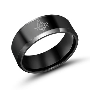 Men's Titanium Steel <b>Ring</b> Freemasonry Symbol Geometric Design SA579 Jewelry Gift - Product Image 2