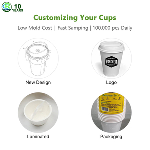 Tasses de Bagasse en pâte de canne à <span class=keywords><strong>sucre</strong></span> compostables imprimées personnalisées, de canne à <span class=keywords><strong>sucre</strong></span>, de Sauce à café, de soupe, de crème glacée, tasses chaudes et froides avec couvercle - Product Image 6