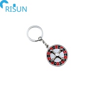 Mini porte-clés roulette russe en métal émaillé personnalisé pendentif boussole créatif rotatif cadeaux porte-clés porte-clés pour décoration de sac à main