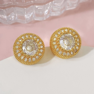 Bijoux coréens tendance pour femmes, sans ternissement, plaqués or 18 carats, petites boucles d'oreilles à clous entièrement serties de zircon - Product Image 3